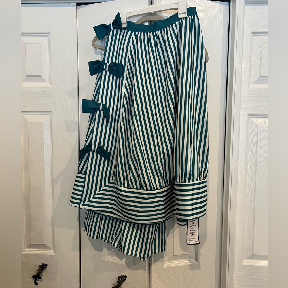 Retro stage TURQUOISE 1950S STRIPES ROMPER & SKIRT - Picture 7 of 14